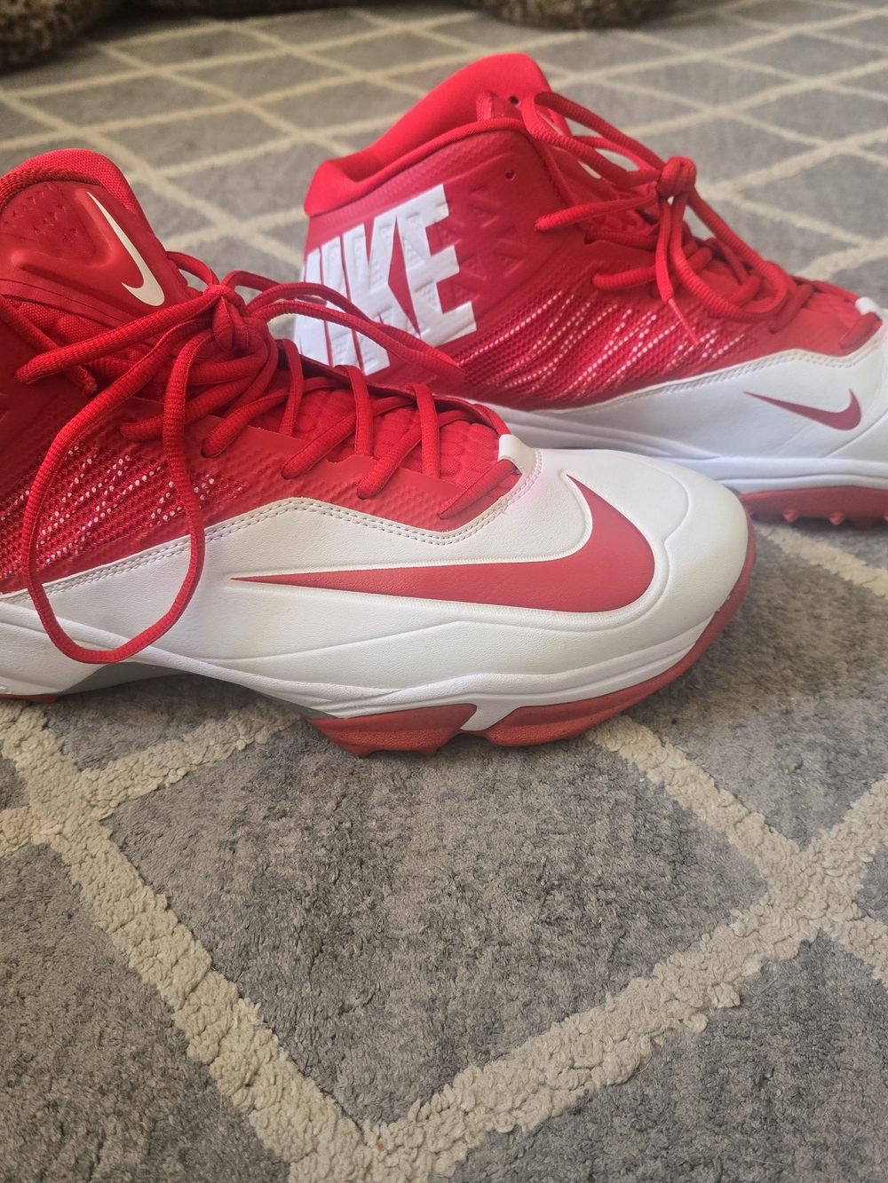Nike Men's Zoom Code Elite 3/4 TD Shark Football Cleats Red/White Size 13.5 W